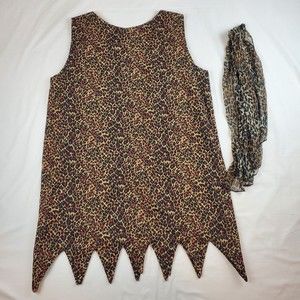 Handmade Cheetah Print Caveman Flintstones Costume With Neck Scarf
